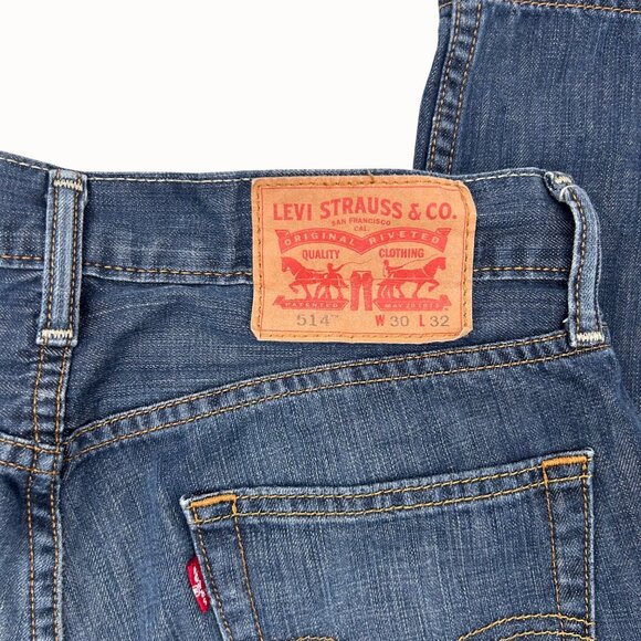 LEVIS 514 MEN'S STRAIGHT BLUE DENIM JEANS W30 L32 - Picture 3 of 5